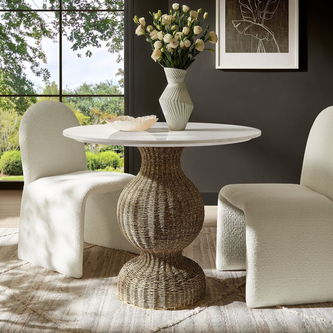 Marble Seagrass 36" Dining Table