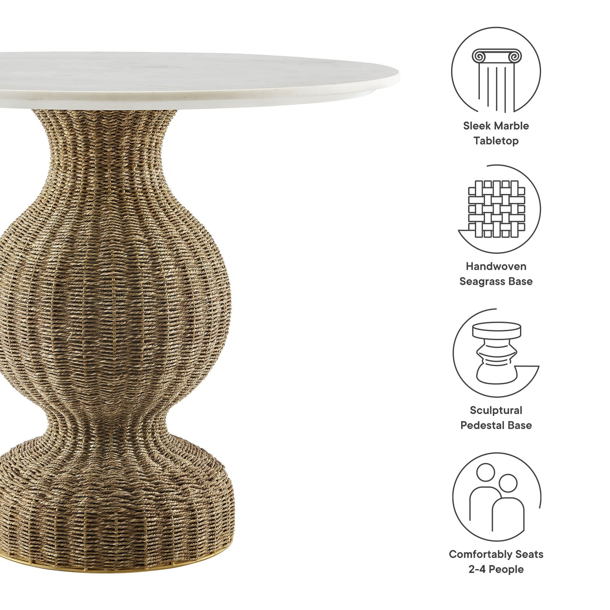 Marble Seagrass 36" Dining Table
