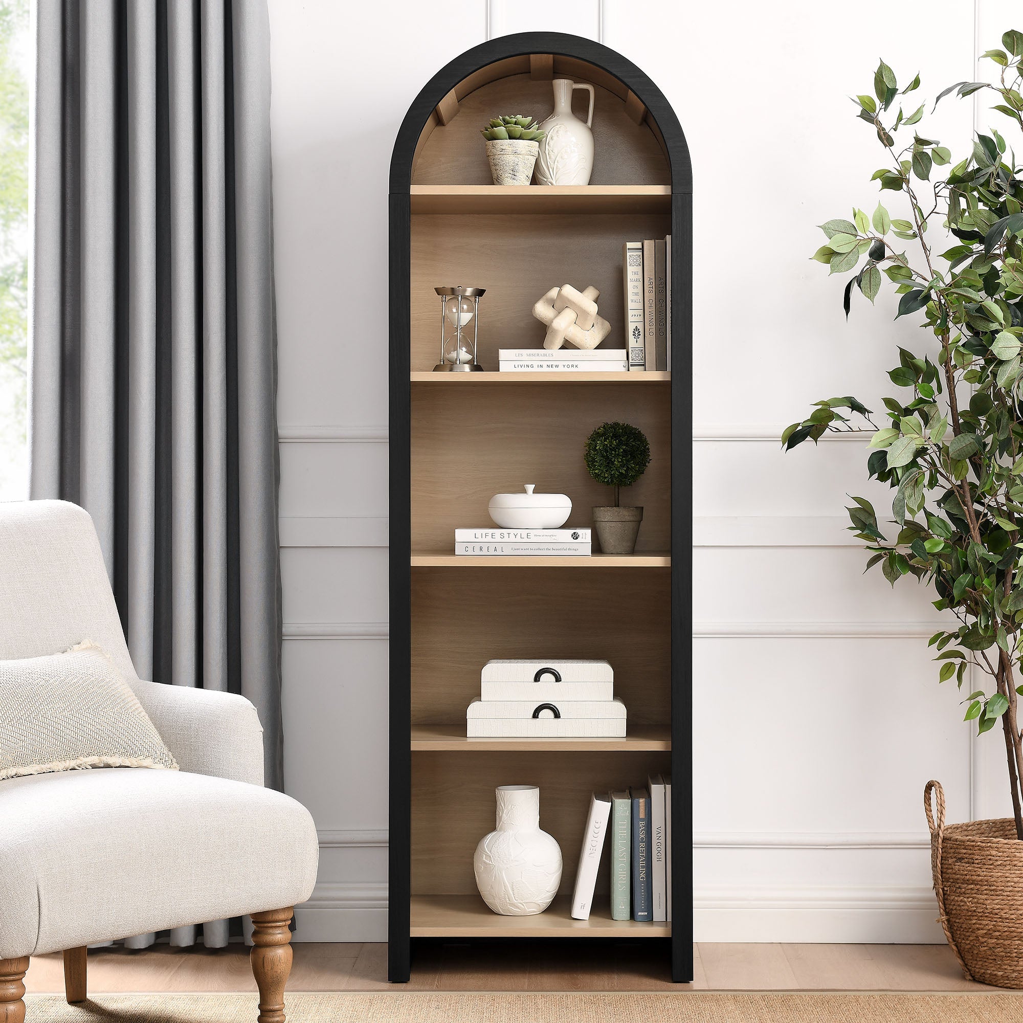 Narrow Black Bookcase