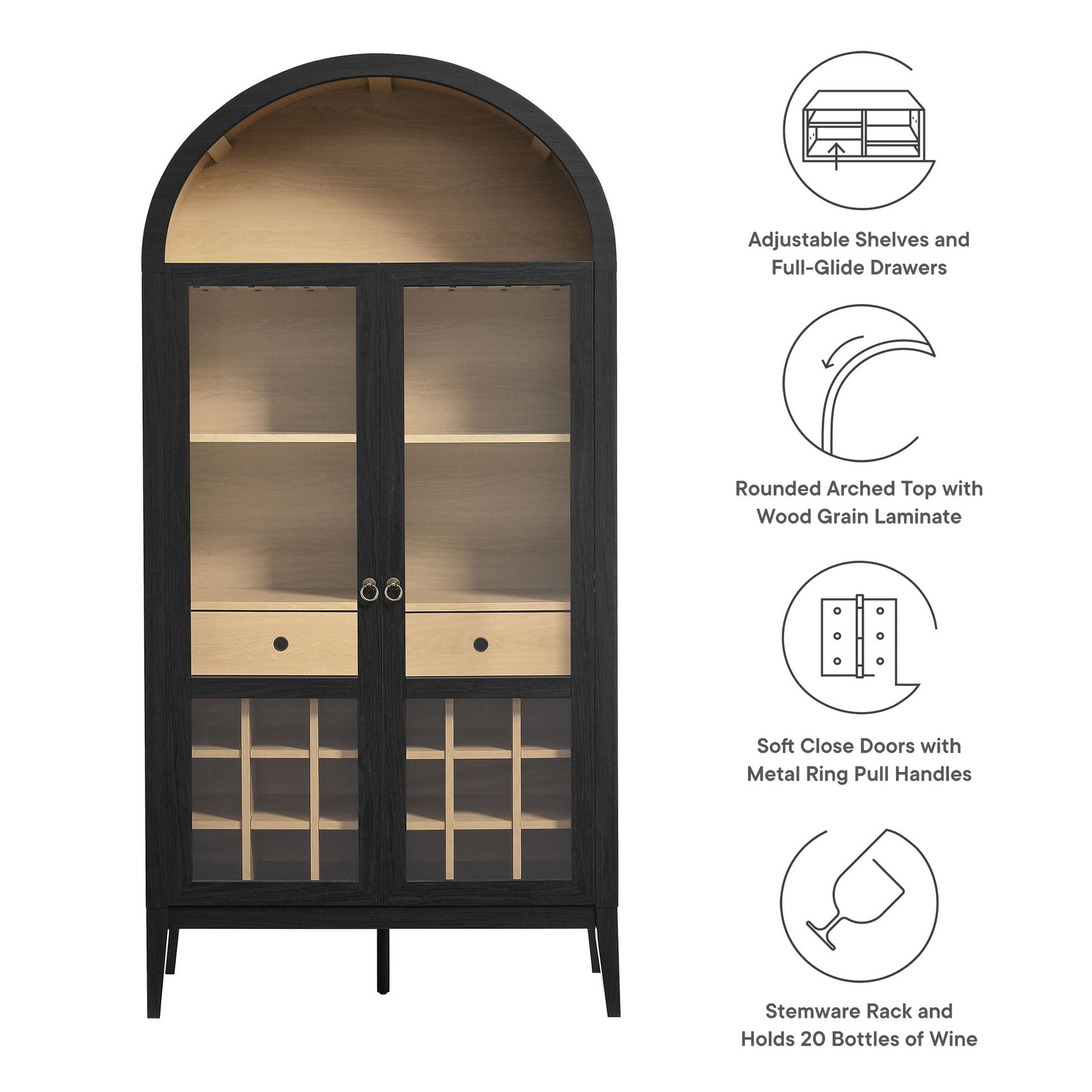 Stylish Nolan Arched Bar Cabinet for Modern Home Decor