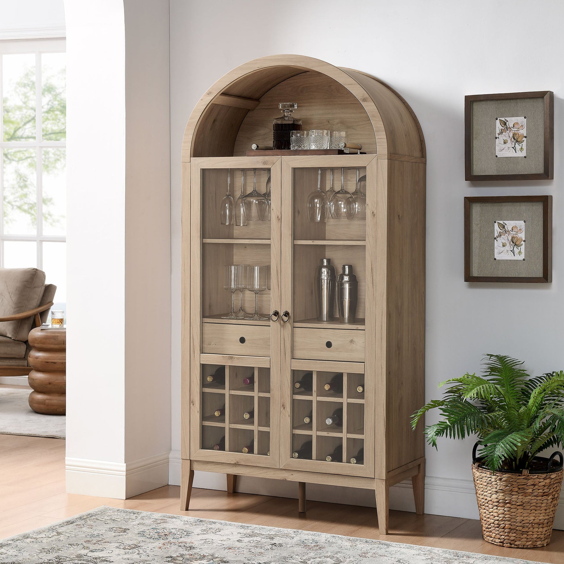 Stylish Nolan Arched Bar Cabinet for Modern Home Decor