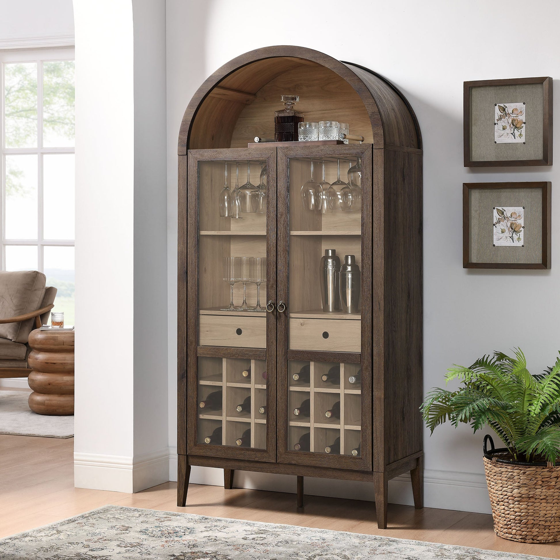 Stylish Nolan Arched Bar Cabinet for Modern Home Decor