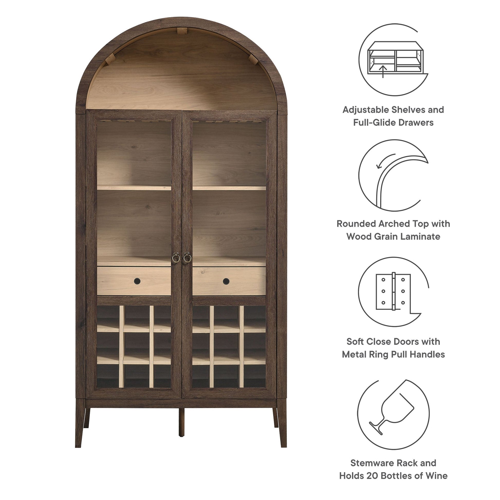 Stylish Nolan Arched Bar Cabinet for Modern Home Decor