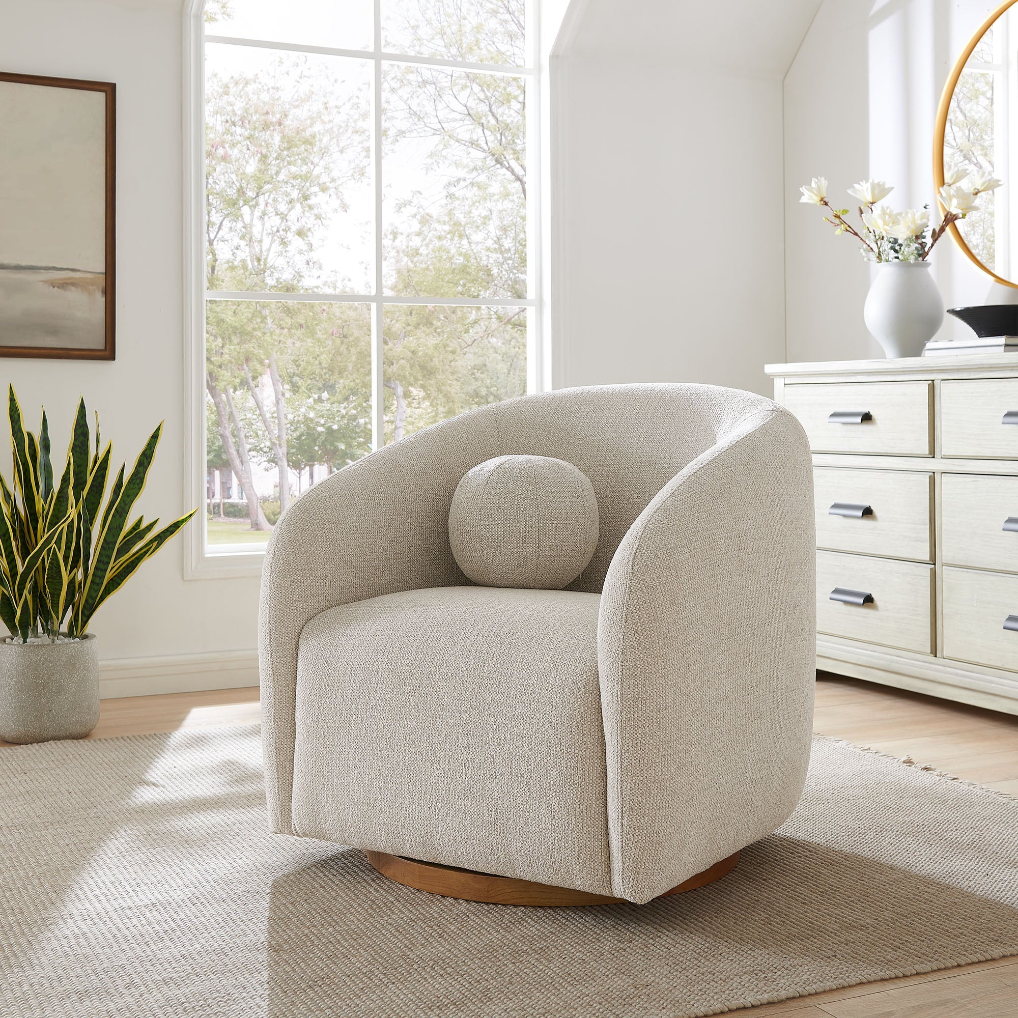 Holland Swivel Chenille Armchair