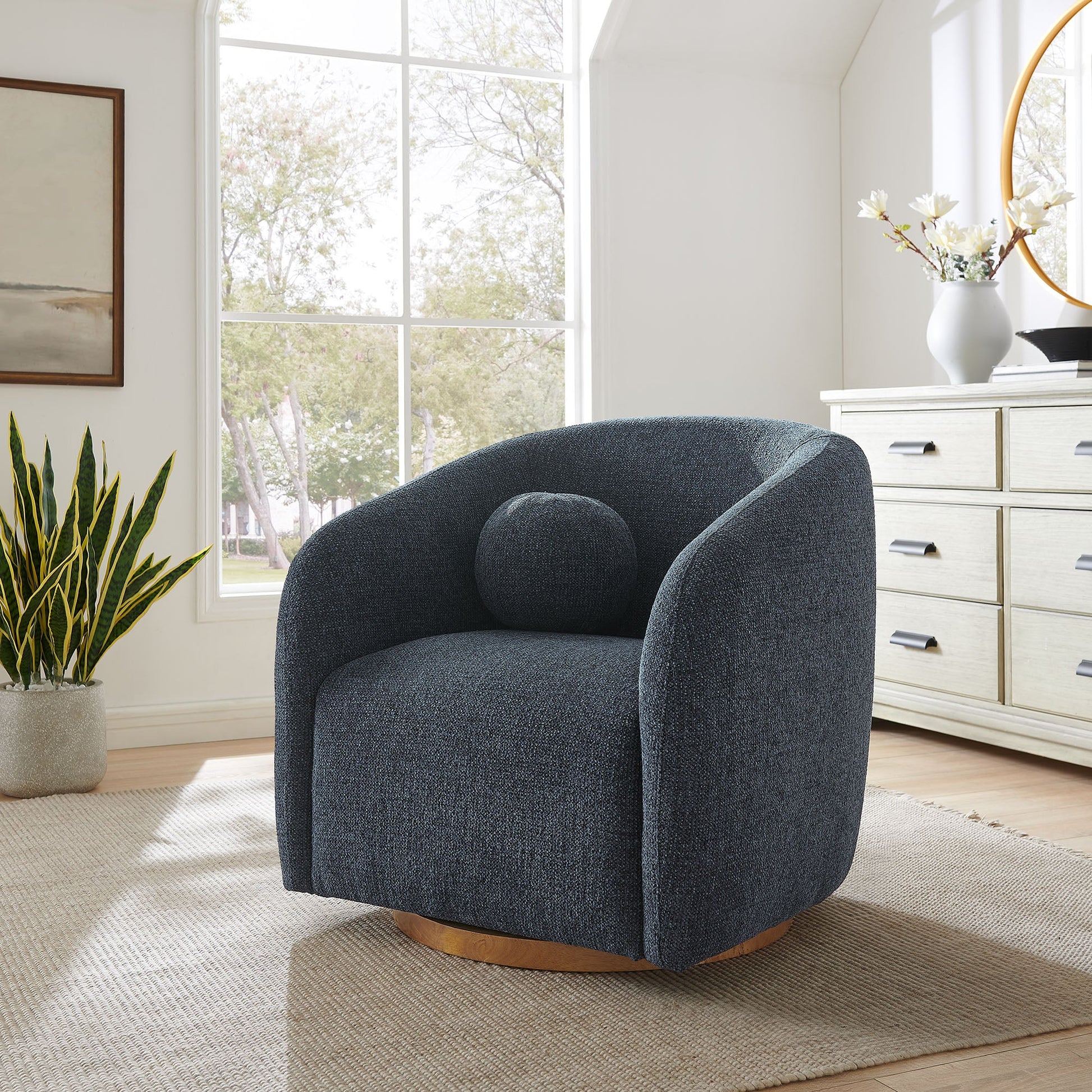 Holland Swivel Chenille Armchair