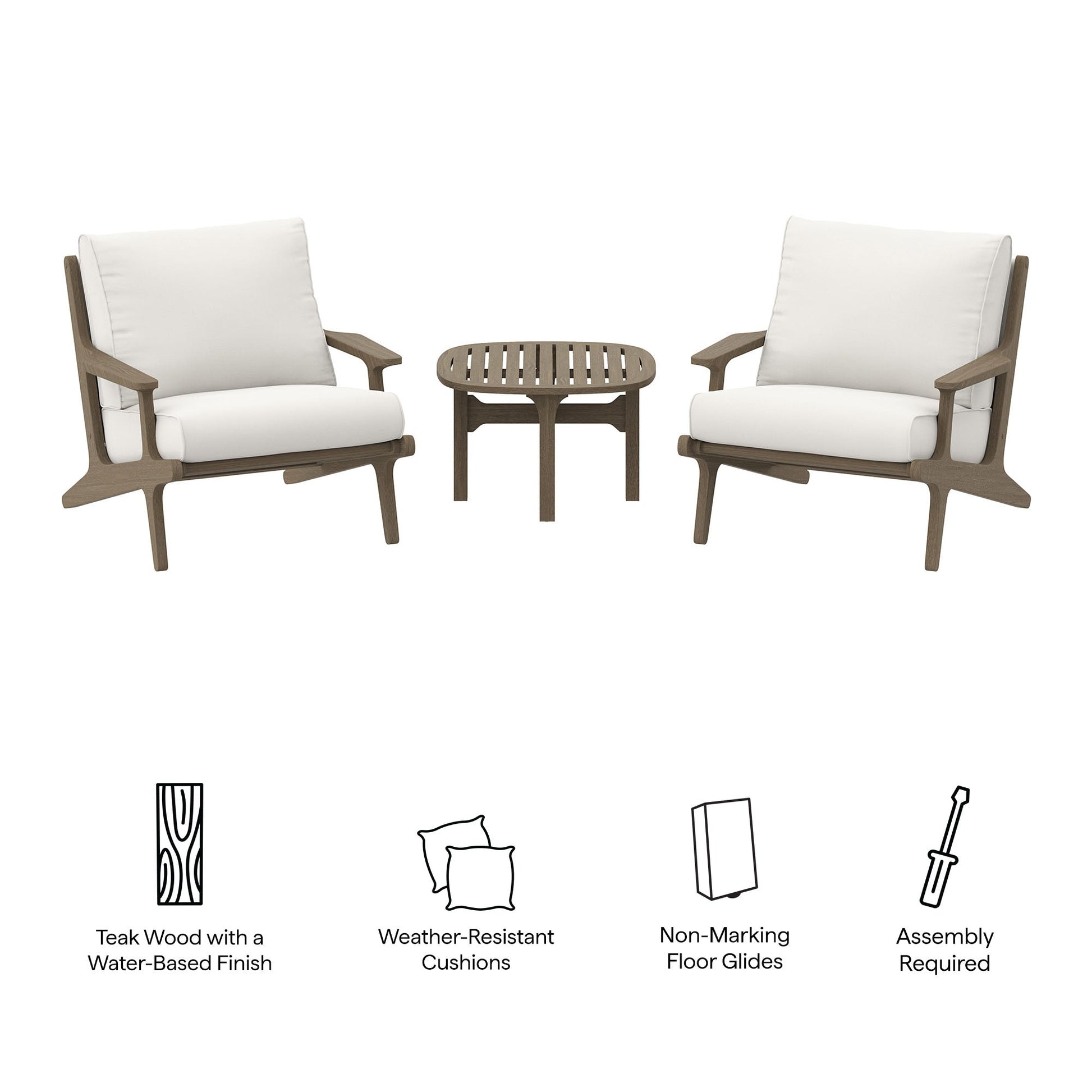 Saratoga 3 Piece Outdoor Patio Teak Wood Furniture