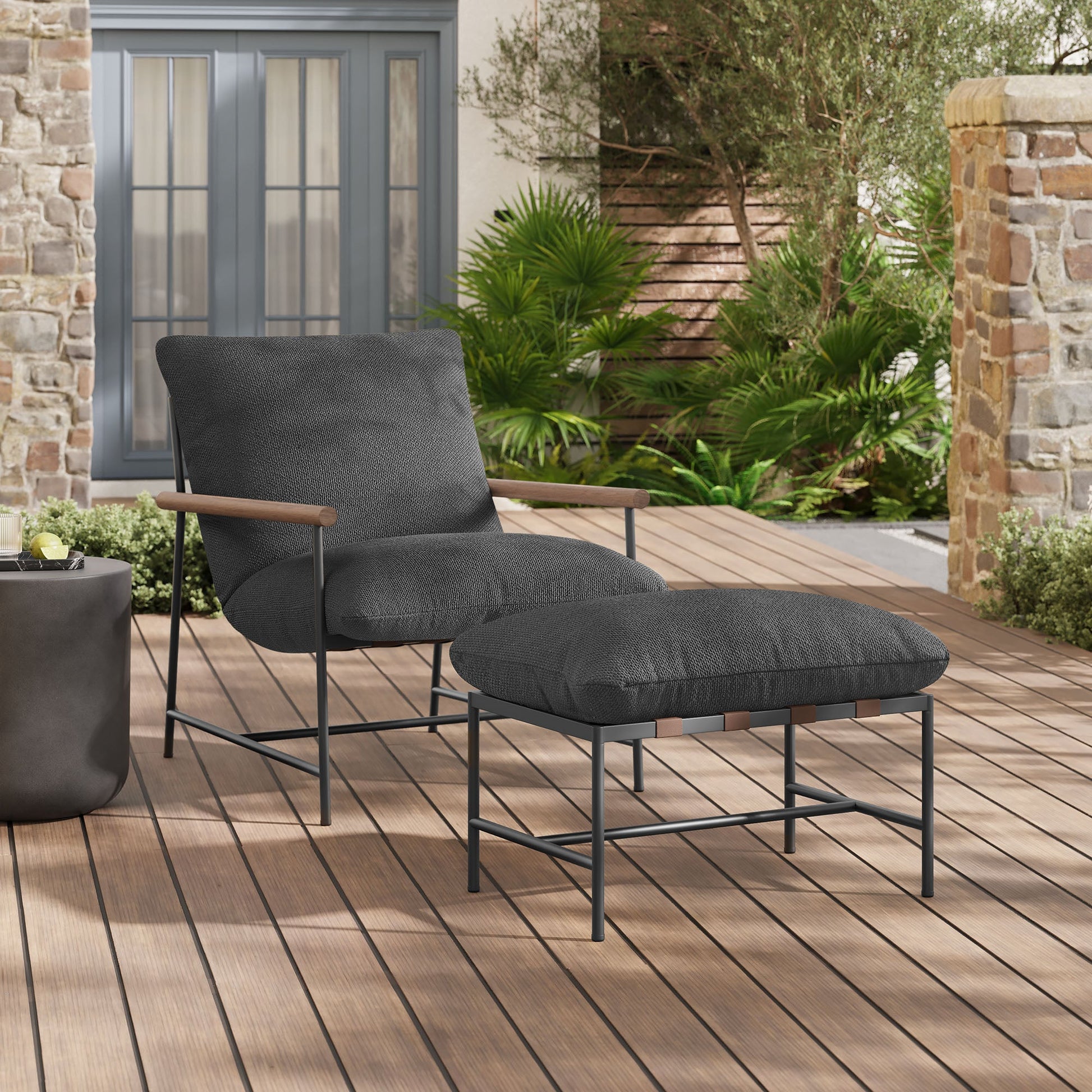 Modway Raya Outdoor Patio Boucle Lounge Chair & Ottoman