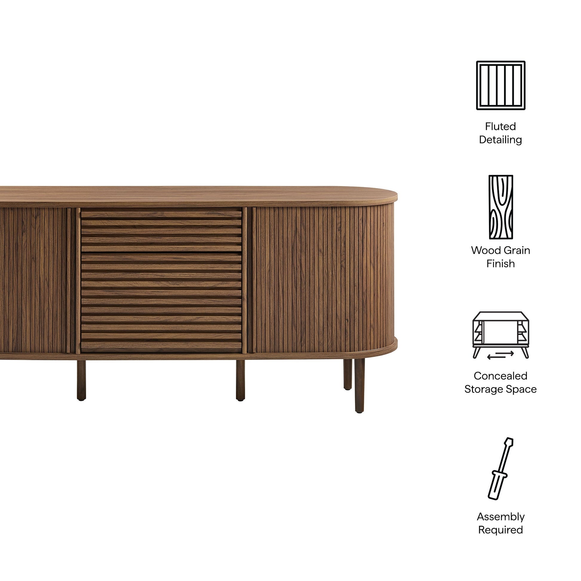 67" Fluted Oval Sideboard
