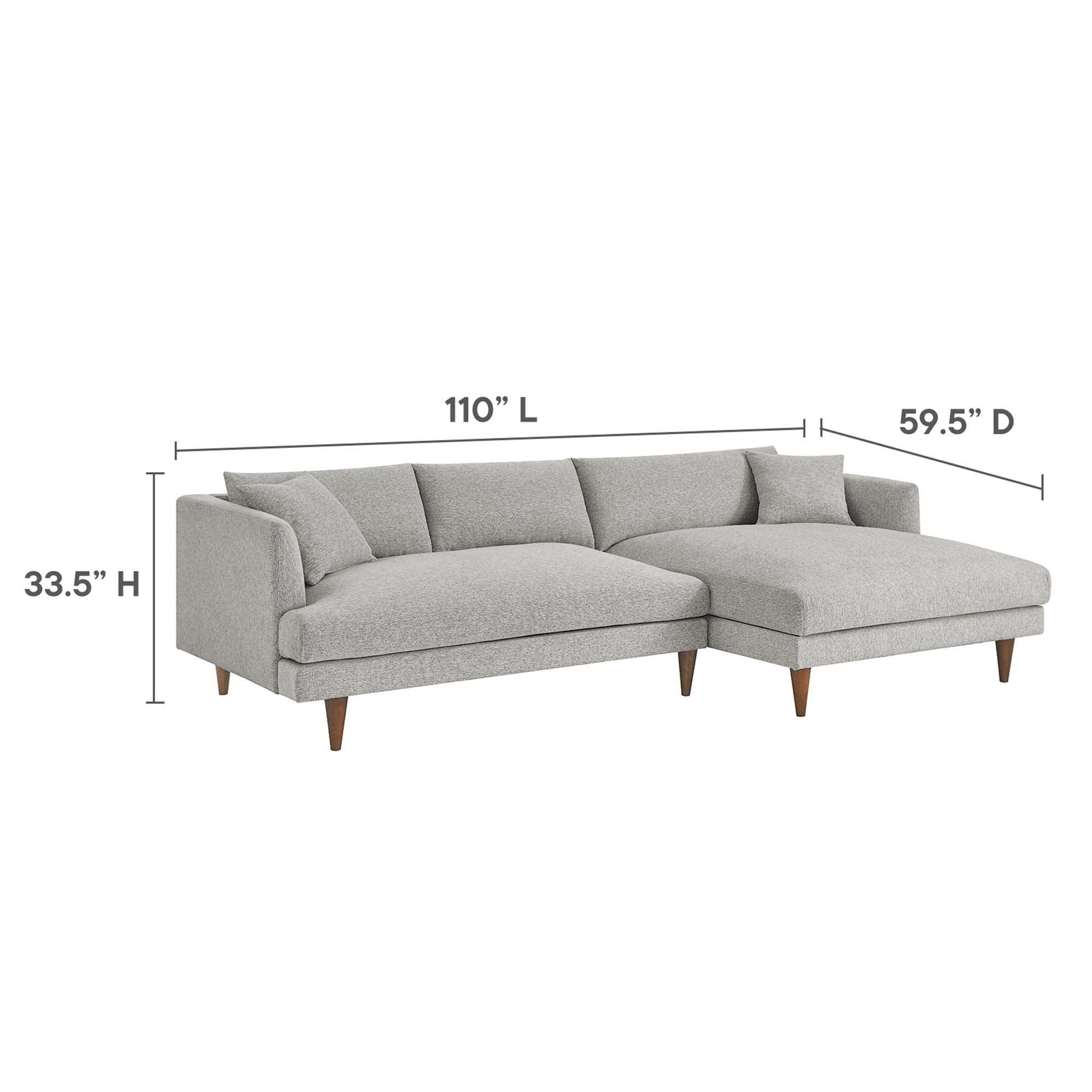 Right Facing Down Filled Sectional Sofa