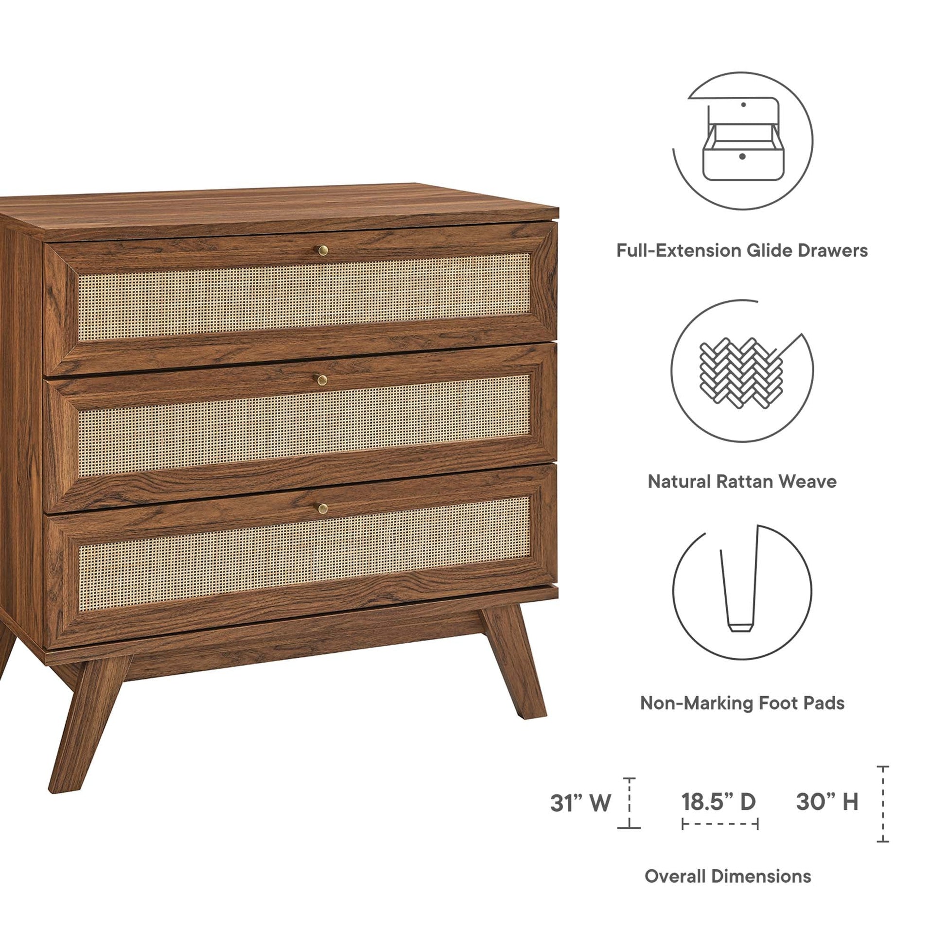 Soma 3-Drawer Oak Dresser