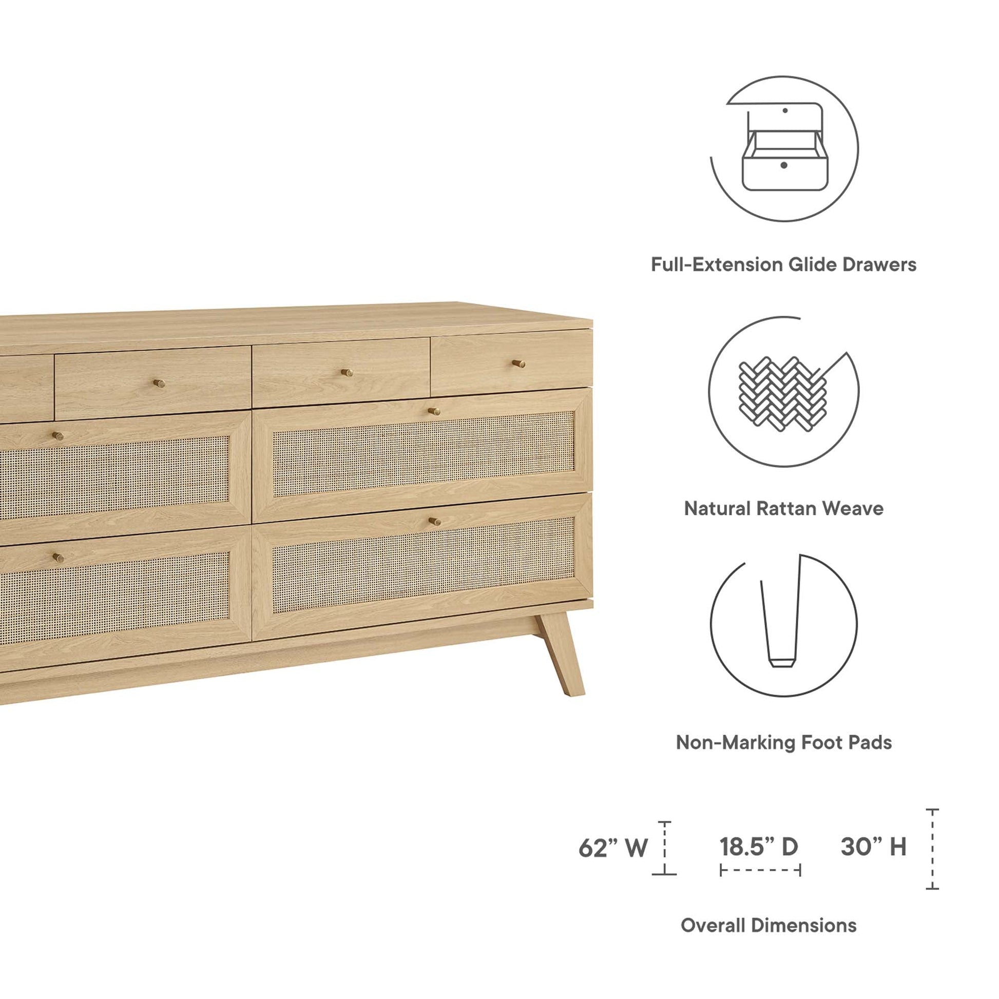 Soma 8-Drawer Dresser Oak