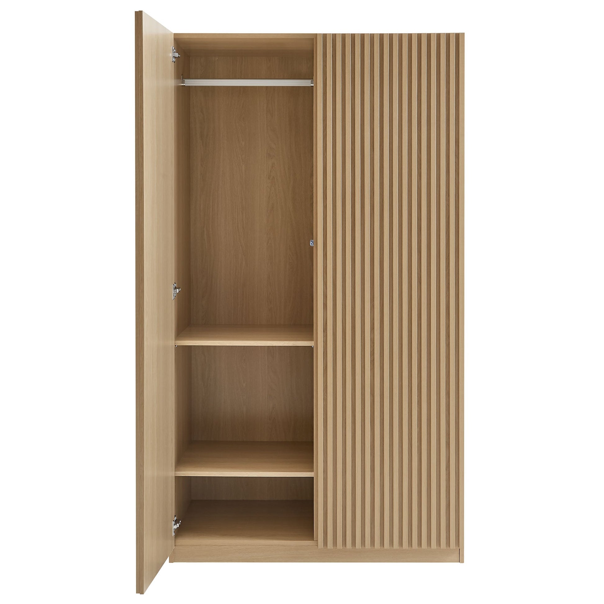 Stylish 2-Door Wardrobe Closet in Oak and Walnut