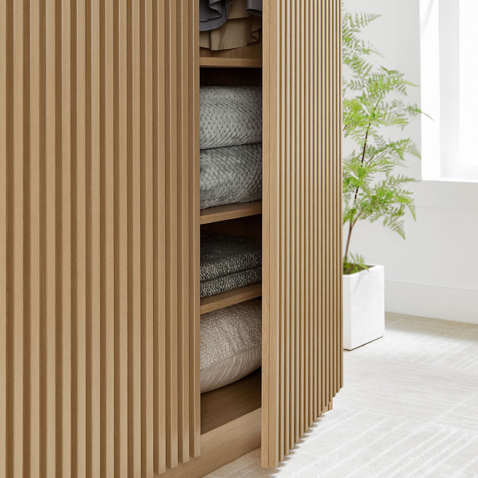 Stylish 2-Door Wardrobe Closet in Oak and Walnut