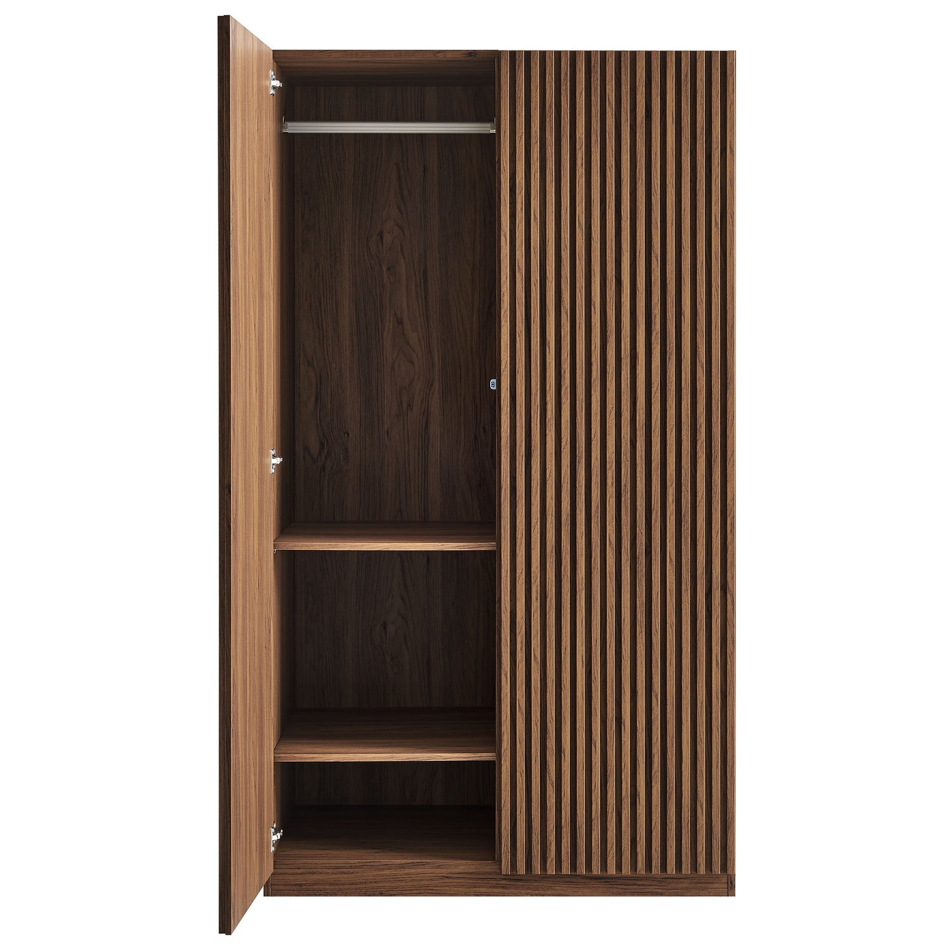 Stylish 2-Door Wardrobe Closet in Oak and Walnut