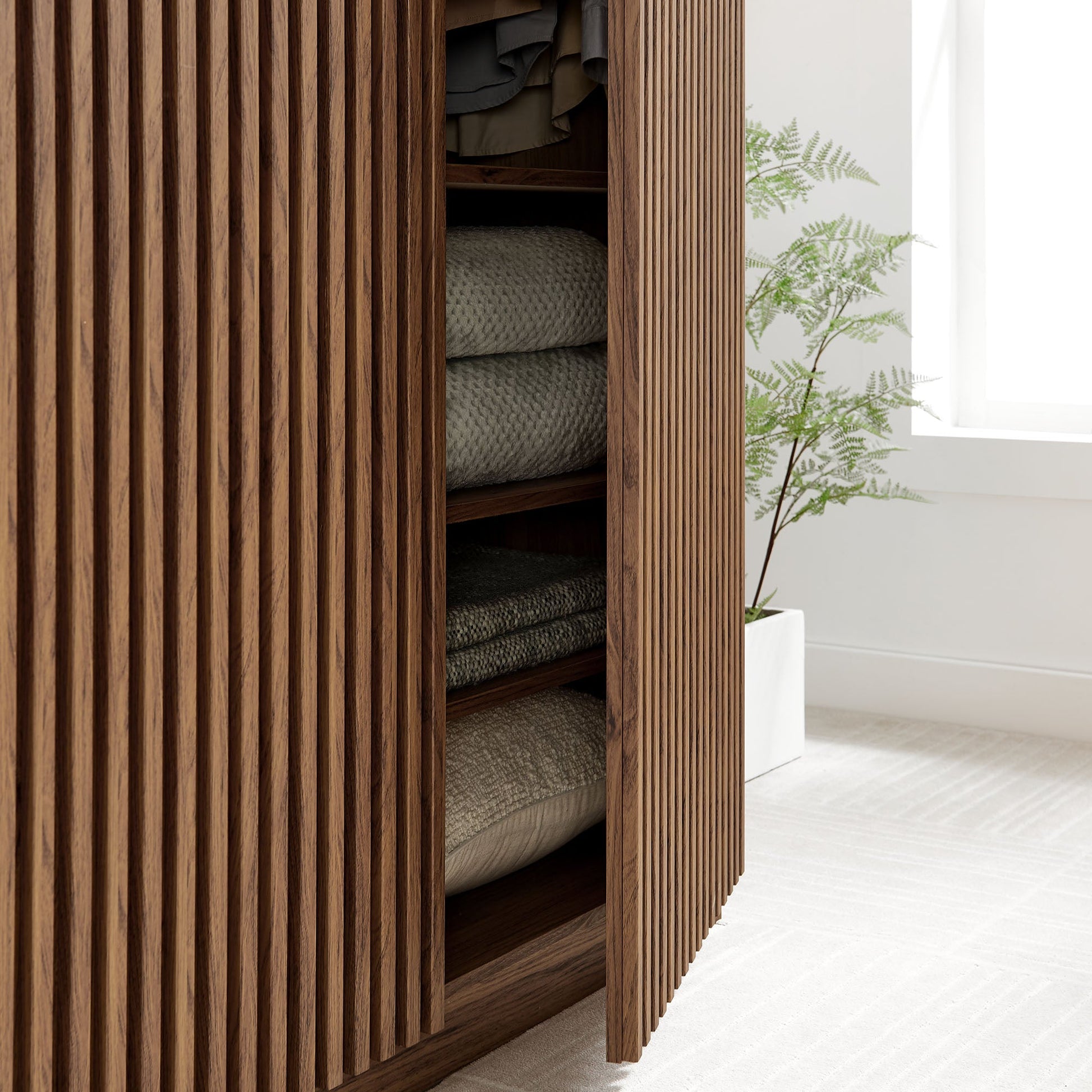 Stylish 2-Door Wardrobe Closet in Oak and Walnut
