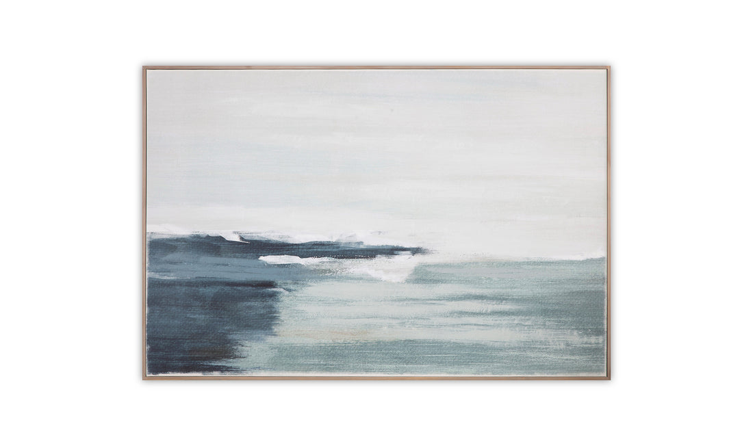 Serene Shoreline Framed Painting - Rustic Home Décor Art