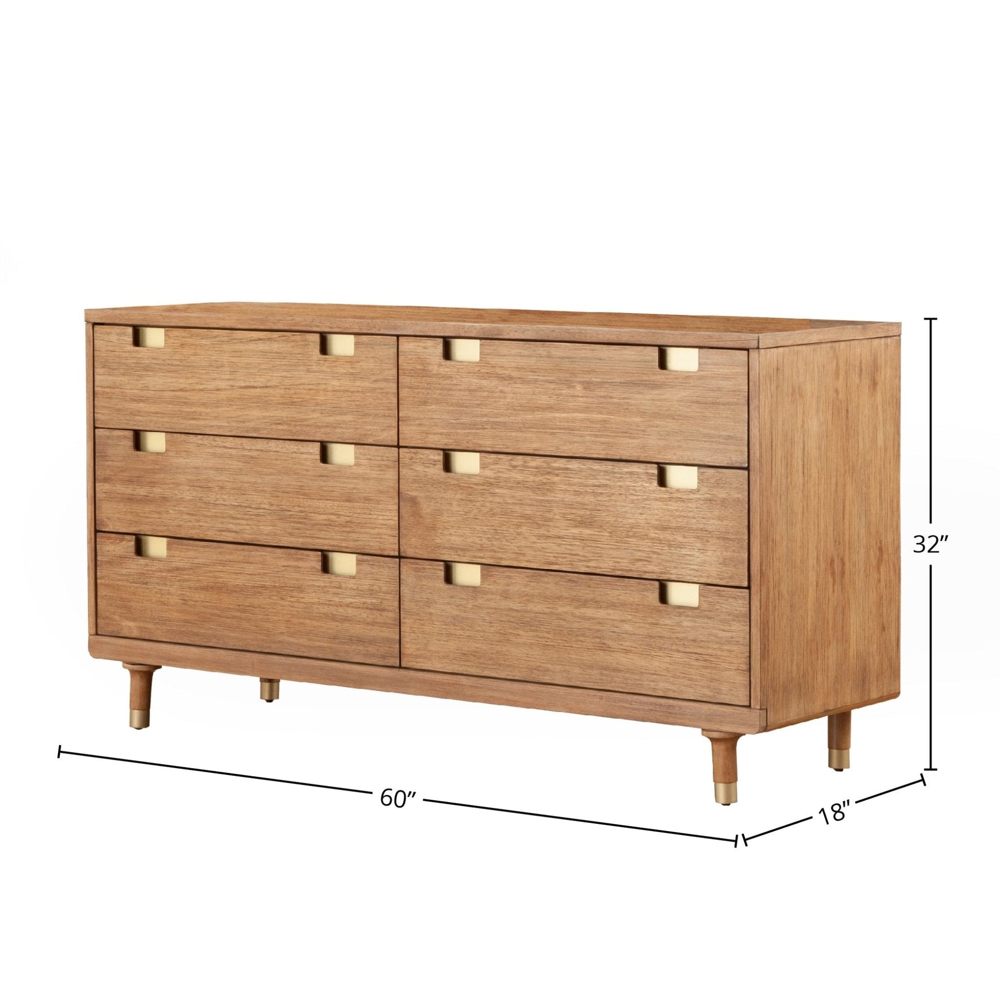 Stylish Easton Six Drawer Dresser in Modern Sand Finish