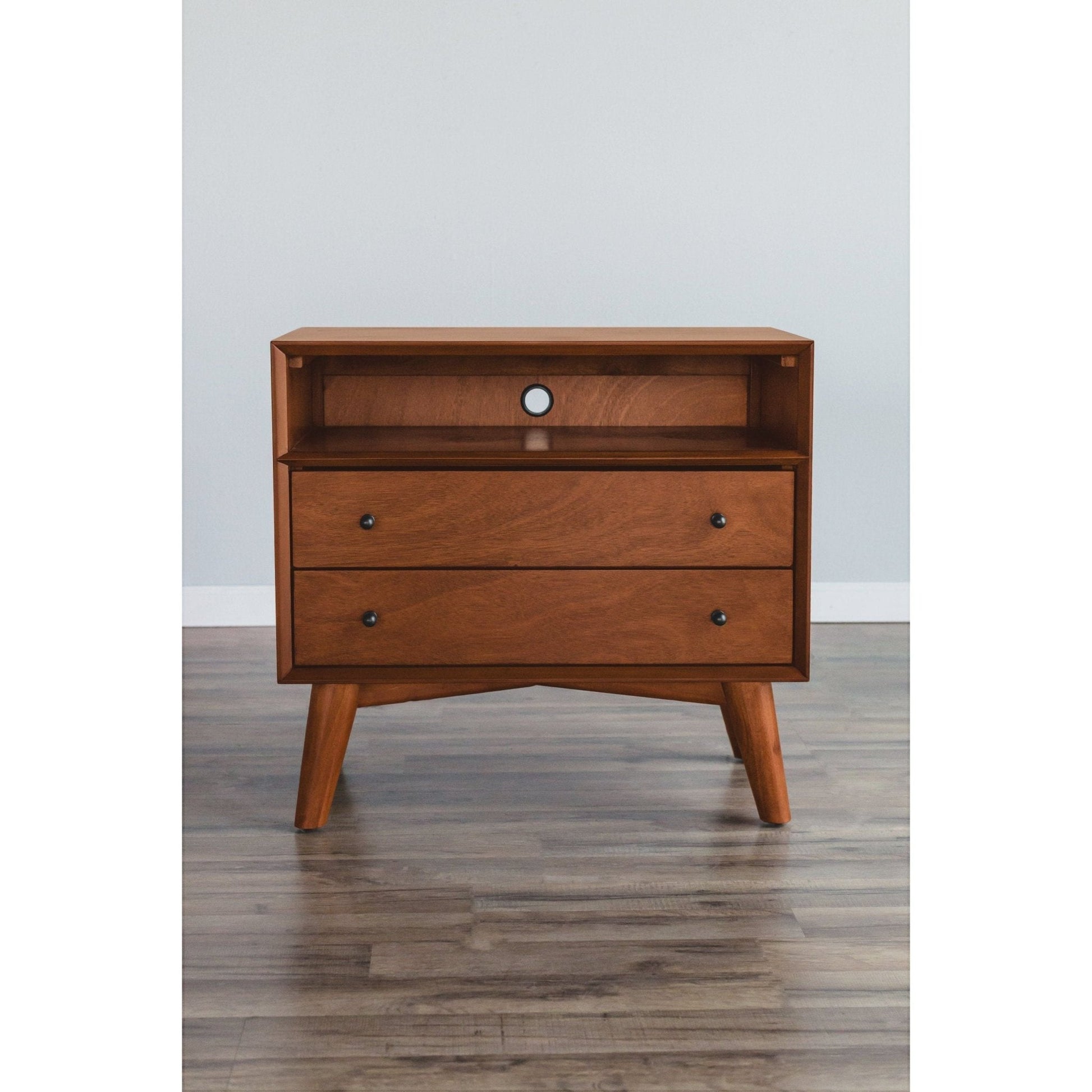 Mid-Century Modern Flynn Large Nightstand with Acorn Finish