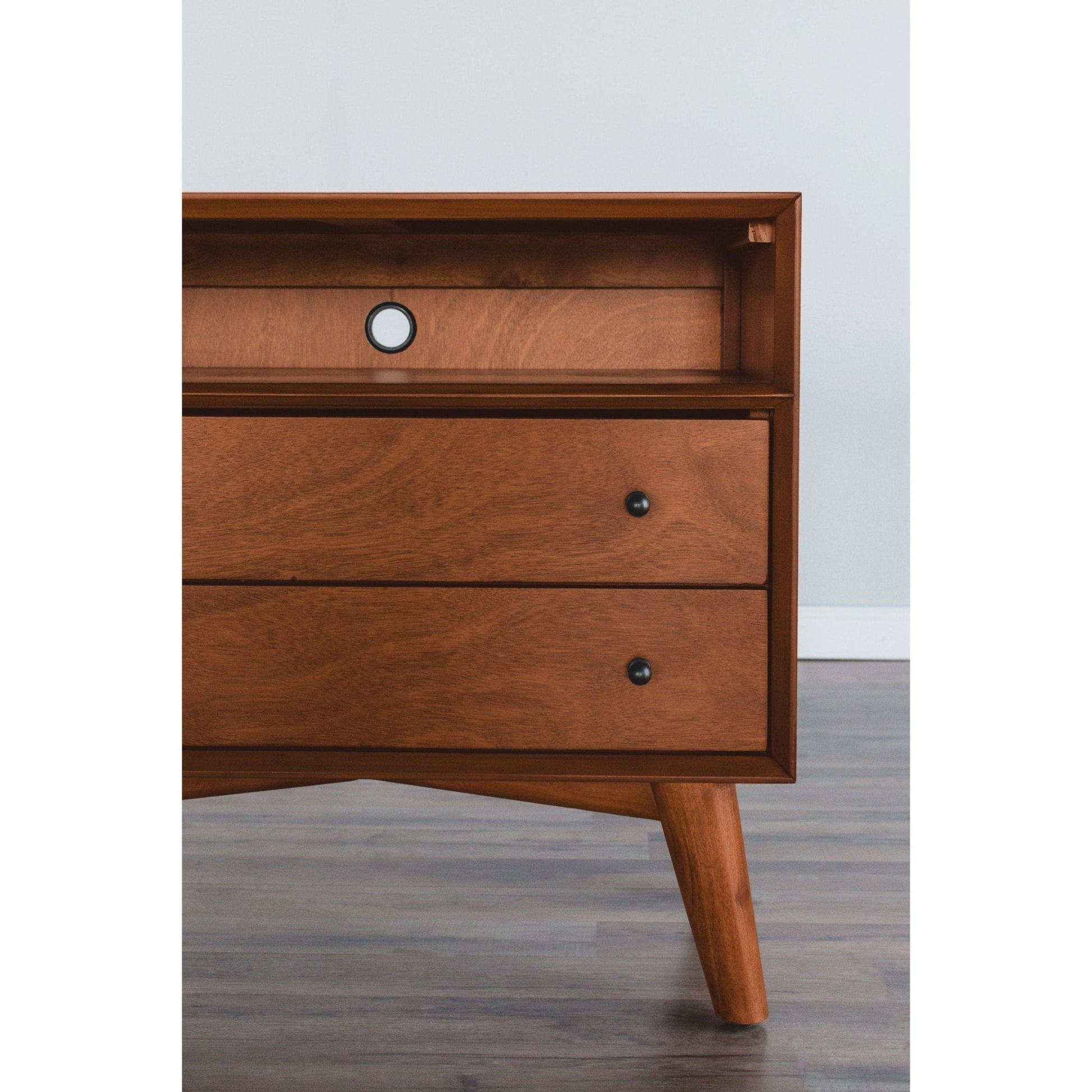 Mid-Century Modern Flynn Large Nightstand with Acorn Finish