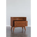 Mid-Century Modern Flynn Large Nightstand with Acorn Finish