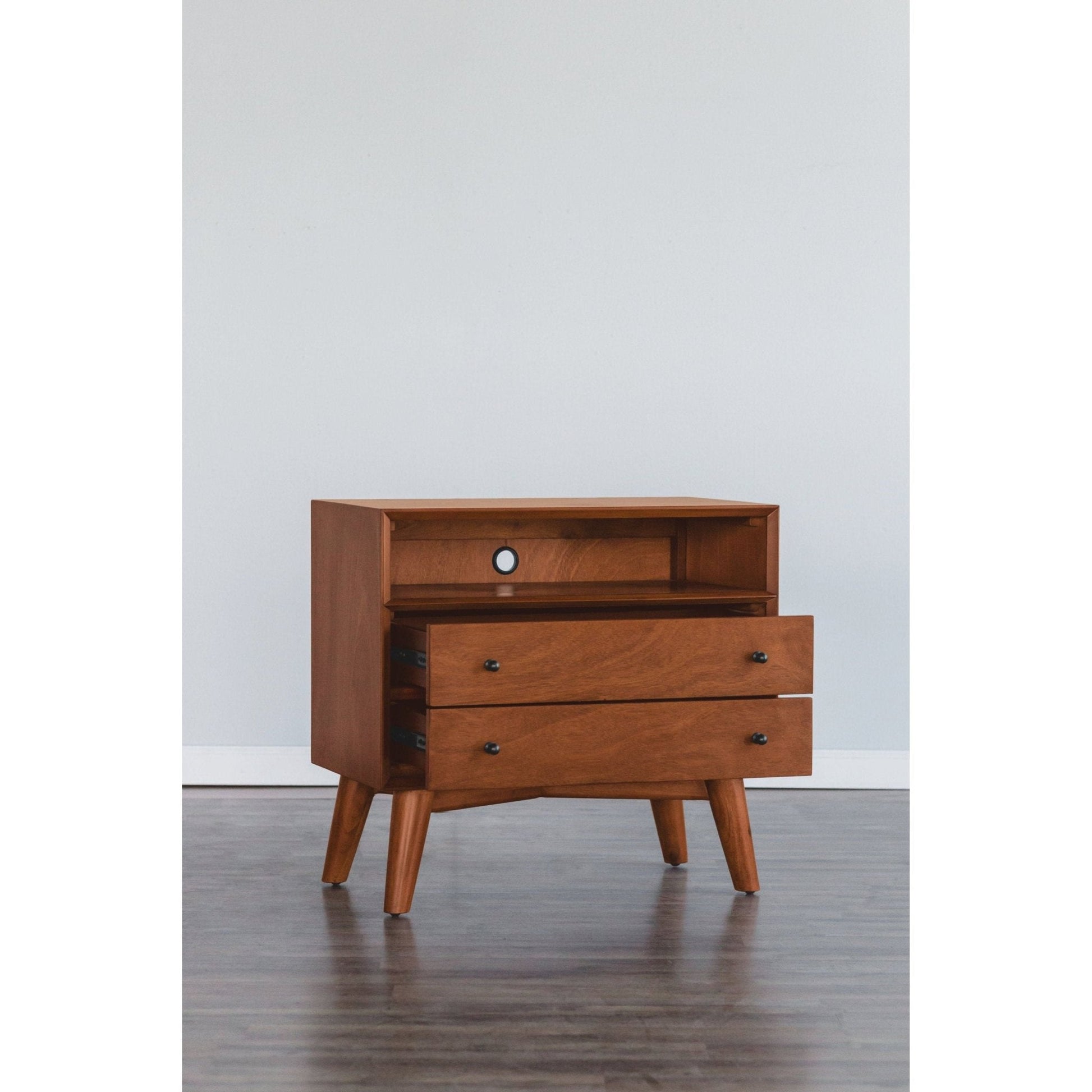 Mid-Century Modern Flynn Large Nightstand with Acorn Finish