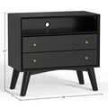 Chic Flynn Large Black Nightstand with Mid-Century Flair