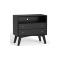 Chic Flynn Large Black Nightstand with Mid-Century Flair