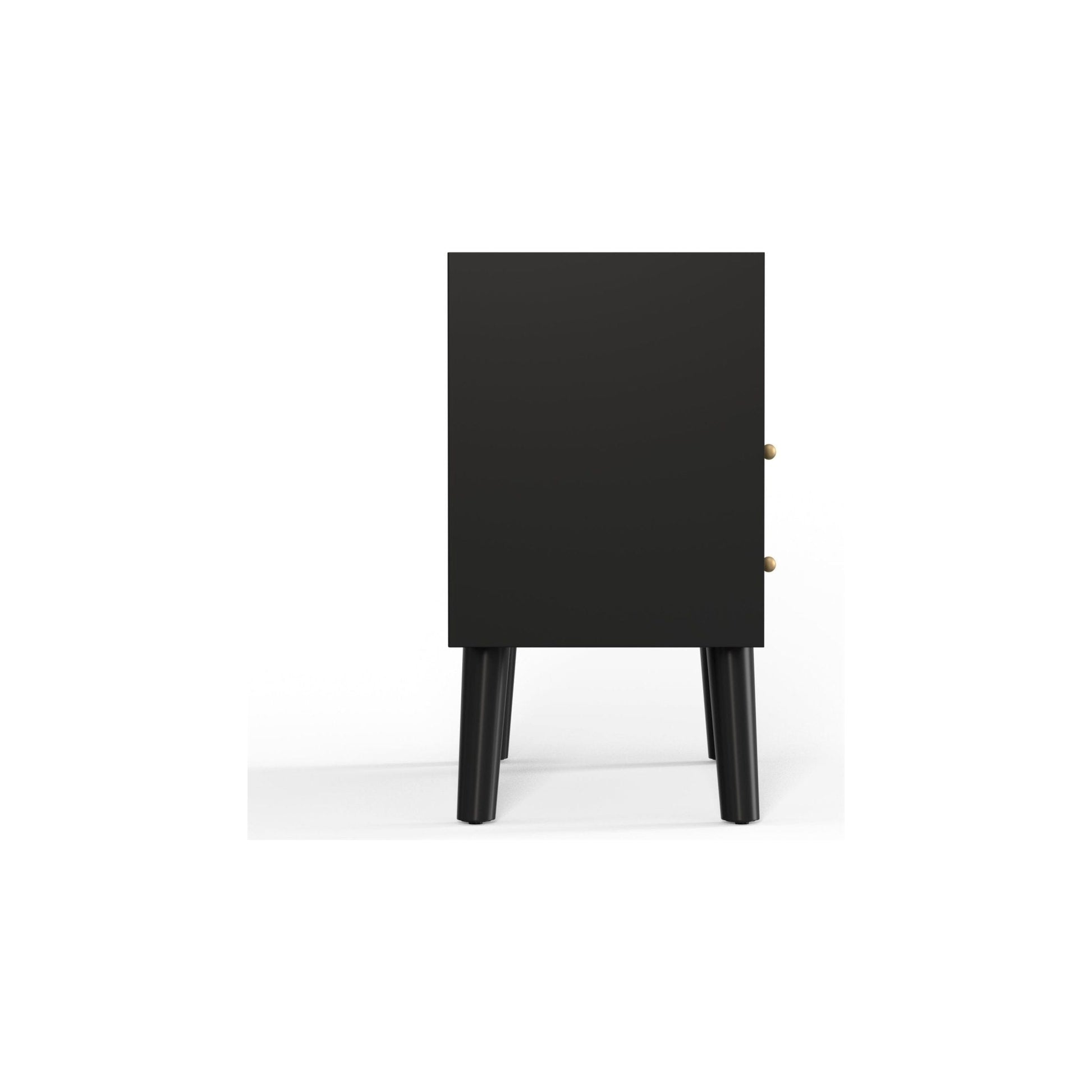 Chic Flynn Large Black Nightstand with Mid-Century Flair