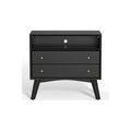 Chic Flynn Large Black Nightstand with Mid-Century Flair