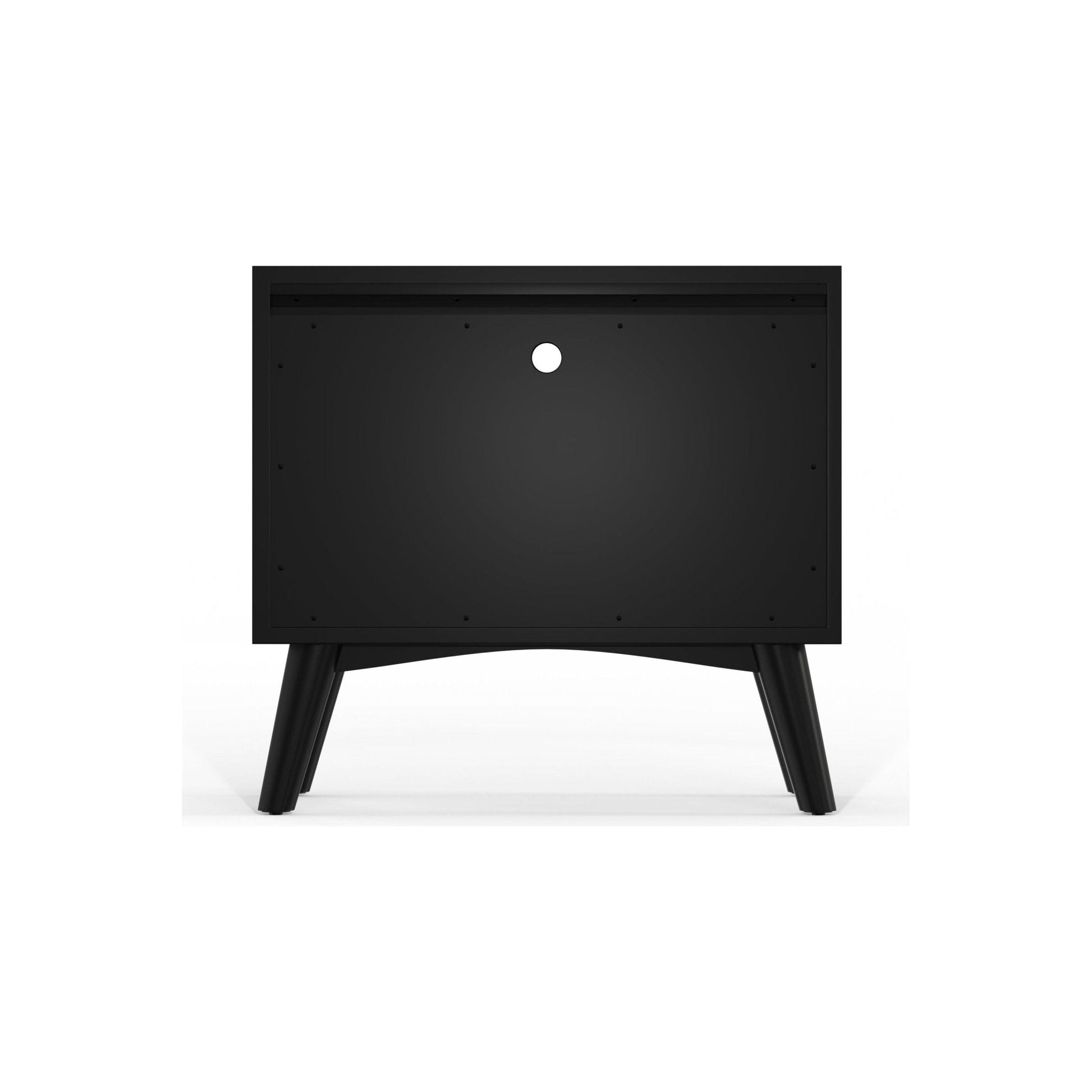 Chic Flynn Large Black Nightstand with Mid-Century Flair
