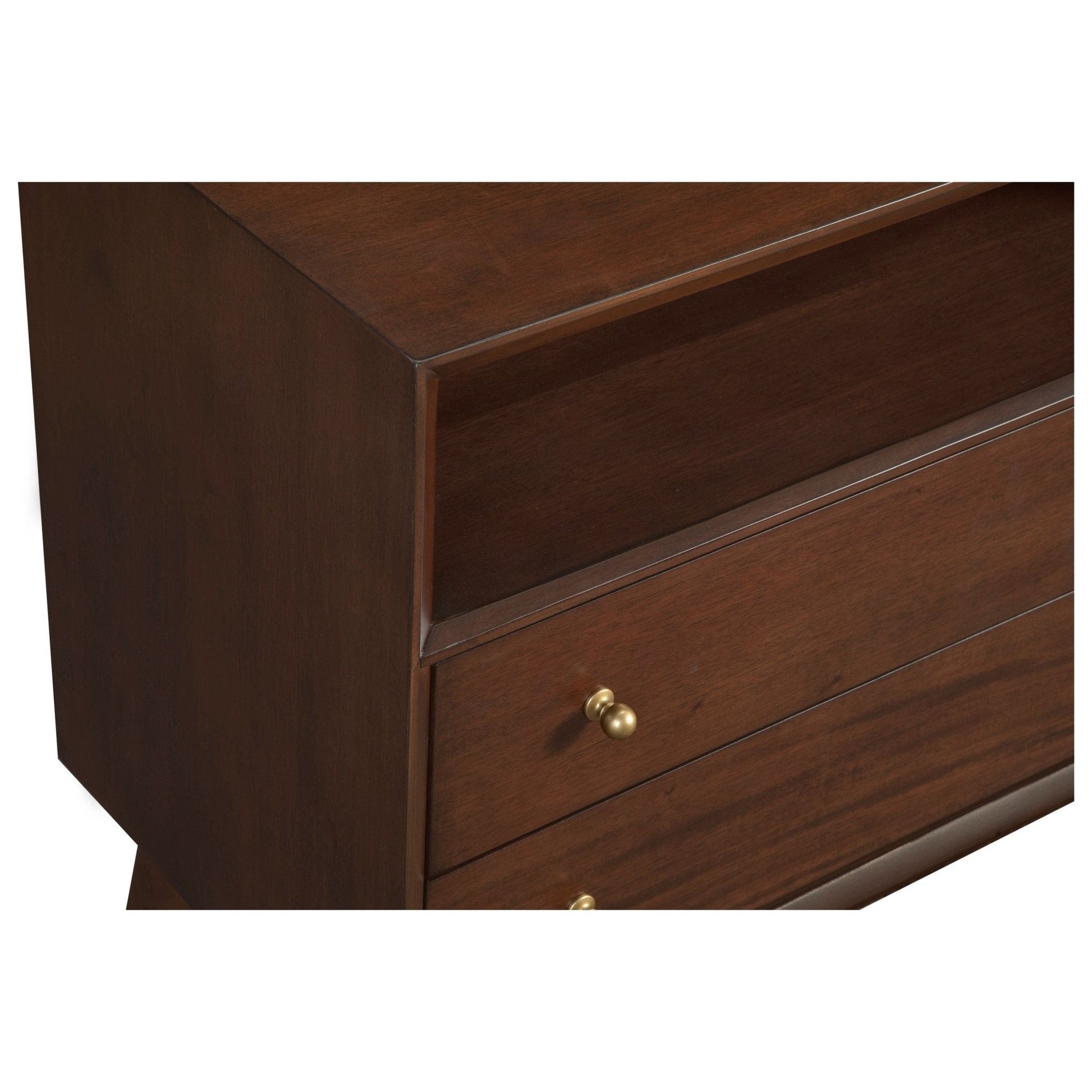 Stylish Flynn Large Nightstand in Rich Walnut Finish