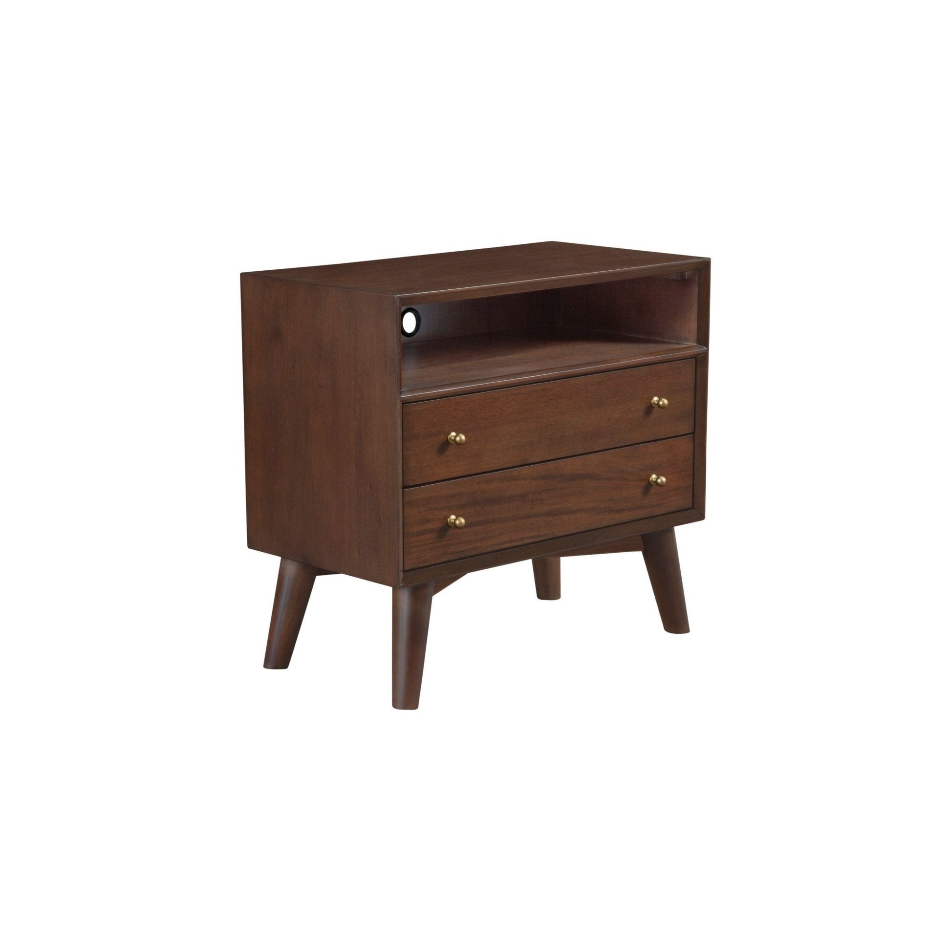 Stylish Flynn Large Nightstand in Rich Walnut Finish