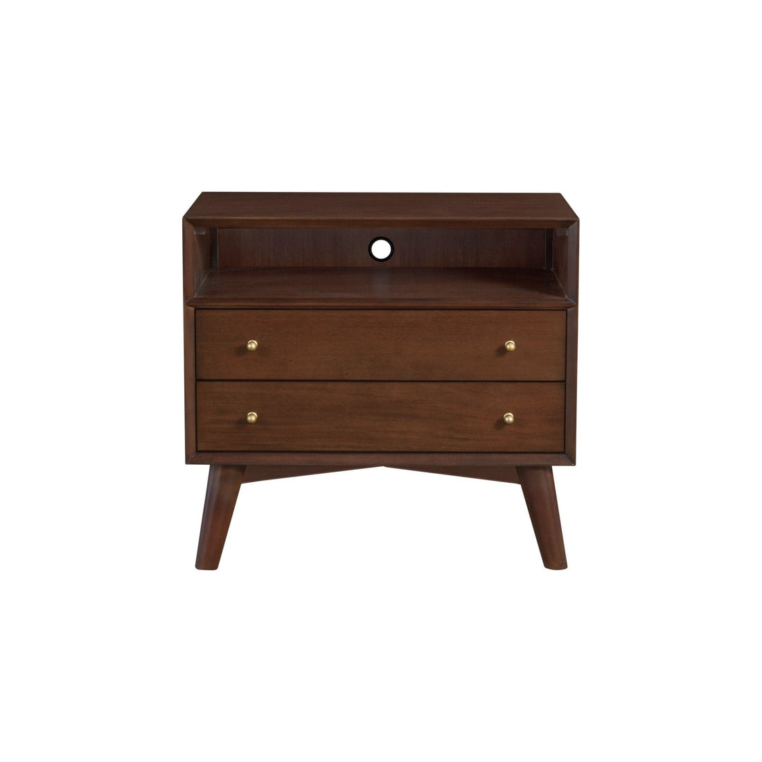 Stylish Flynn Large Nightstand in Rich Walnut Finish