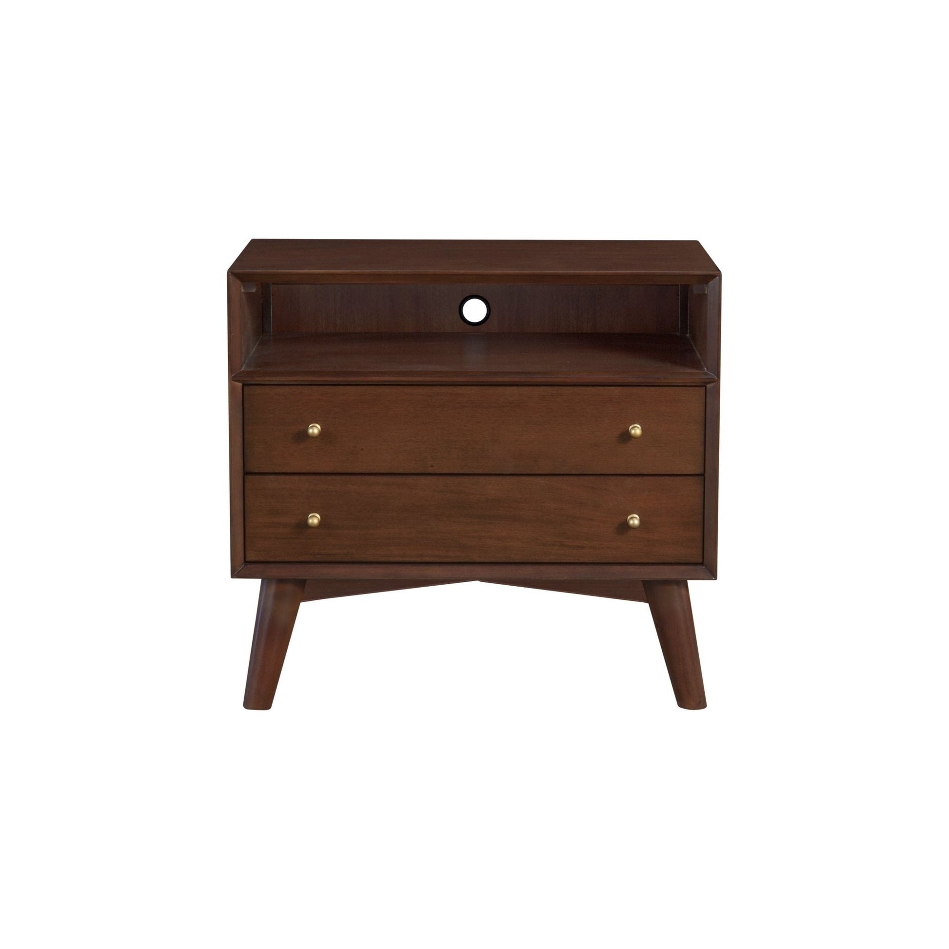 Stylish Flynn Large Nightstand in Rich Walnut Finish