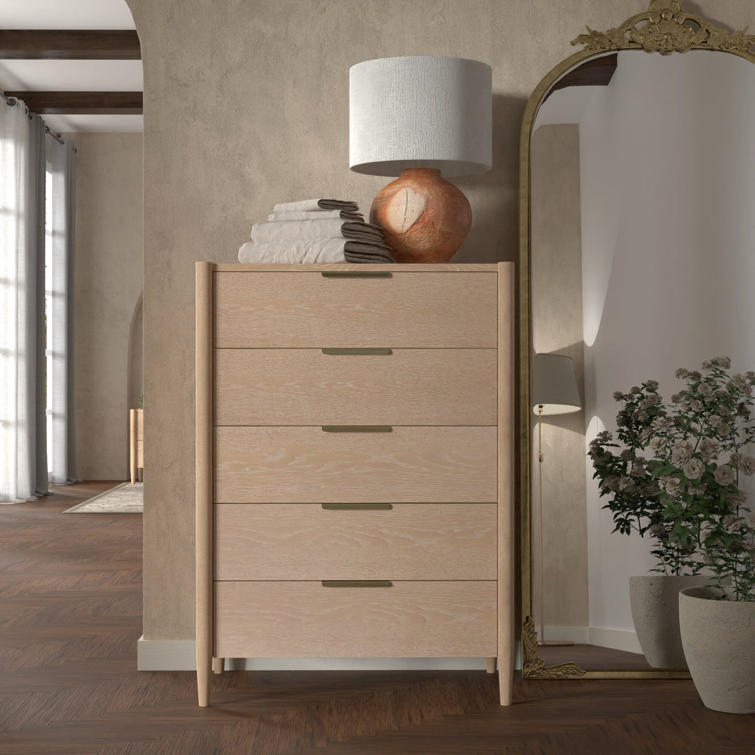 Stylish Sinclair Chest with Soft-Close Drawers in Natural Finish