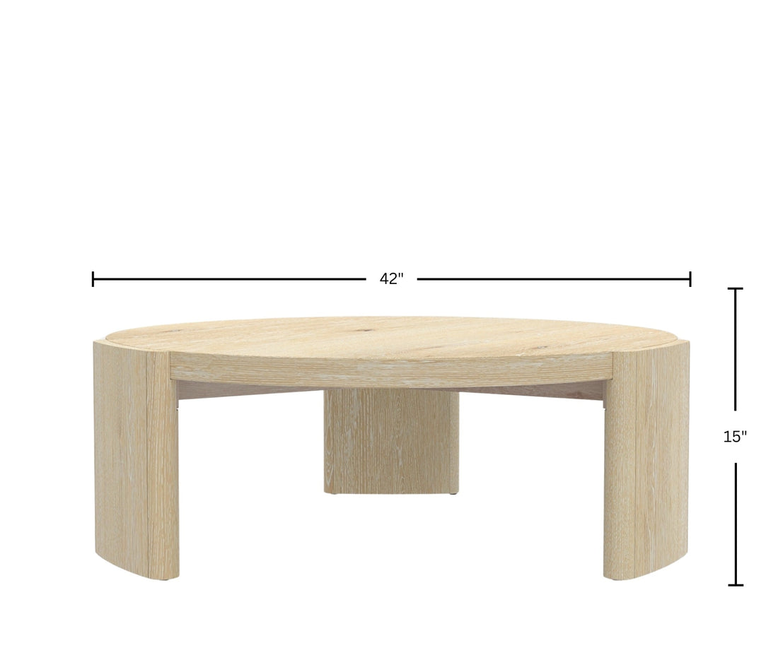 Stylish Sloane 42" Round Coffee Table in Driftwood Finish